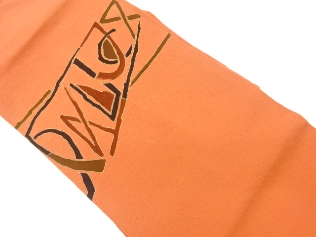 リサイクル　縮緬地抽象模様刺繍名古屋帯